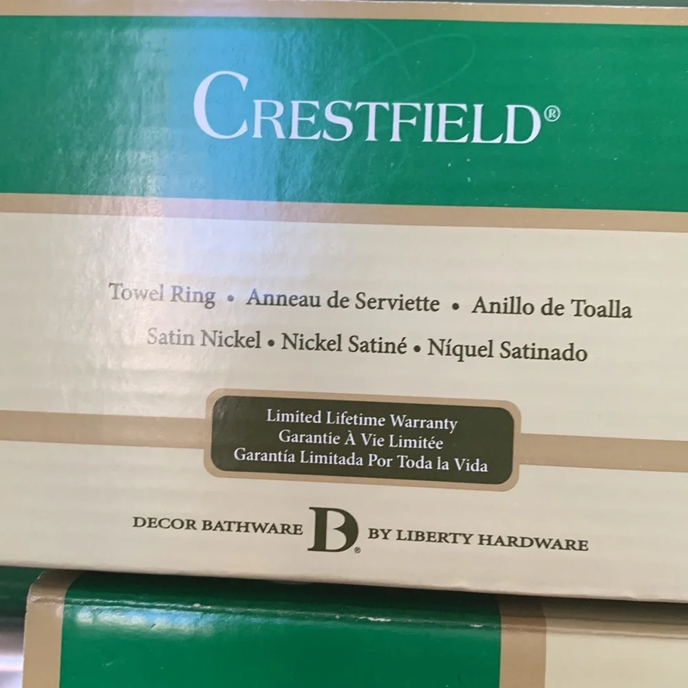 CRESTFIELD 18” towel bare and Towel ring COLOR: Satin Nickel
